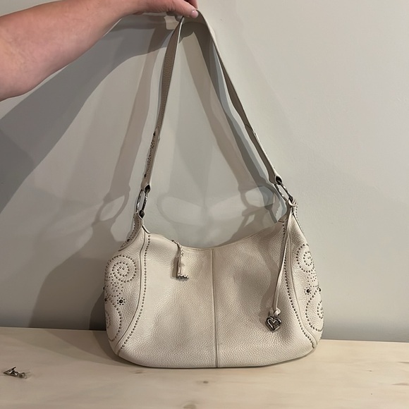 Off-white Brighton leather shoulder bag with silver stud detail - Picture 15 of 15